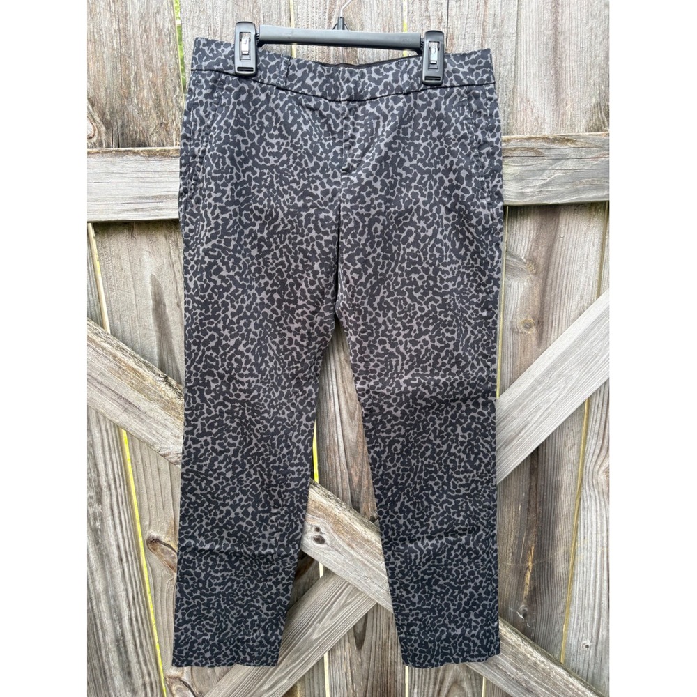 Banana Republic Reegan Slim Straight‎ Pants Gray Black Leopard Animal Print 0P
